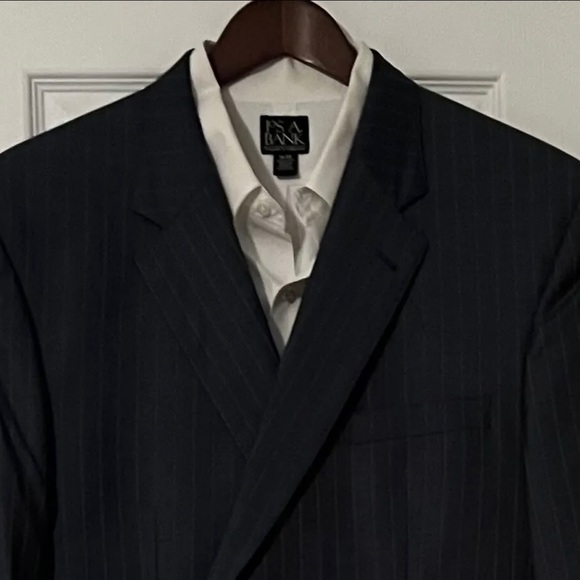 JOS A. BANK MEN’S SLATE & GRAY STRIPED WOOL SIGNATURE GOLD COAT/48 LNG/PRE-OWNED